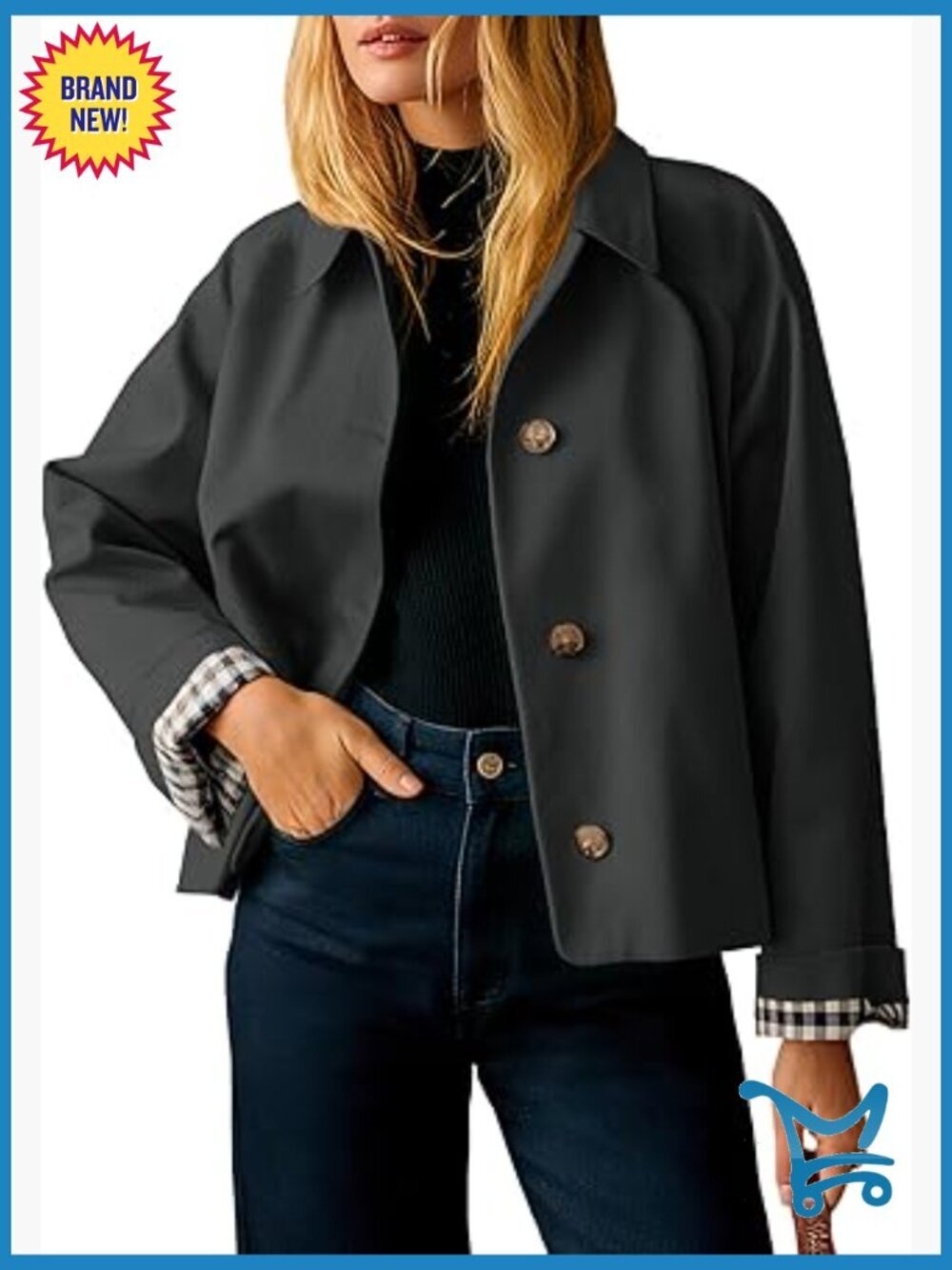 Cropped Trench Coat Lightweight Single Breasted Jacket Fall Windbreaker